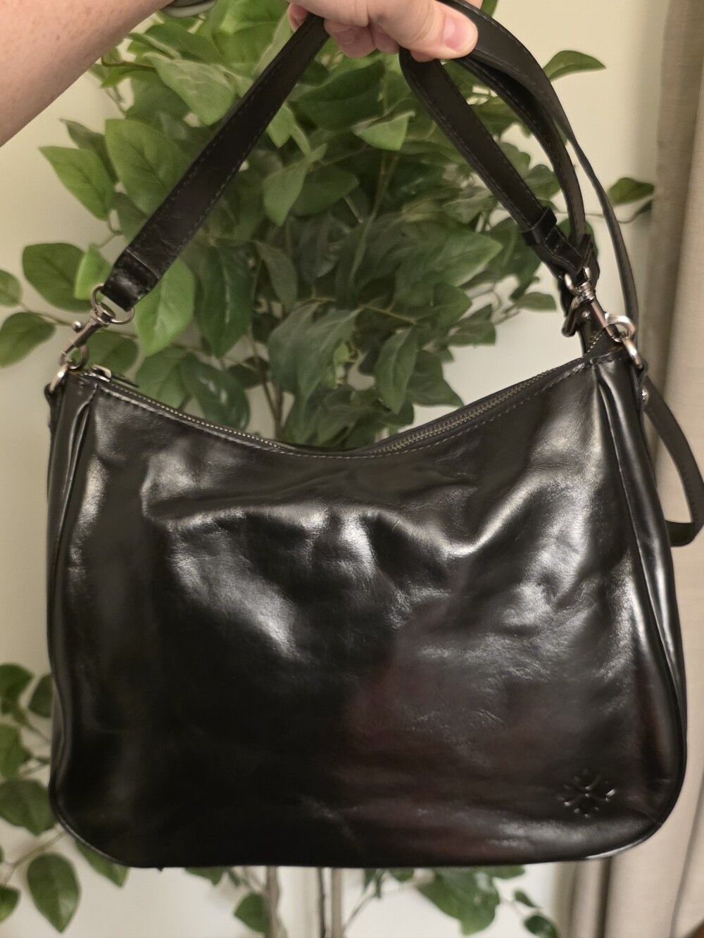 Patricia Nash Vintage Distressed Athani Black Leather Crossbody Bag